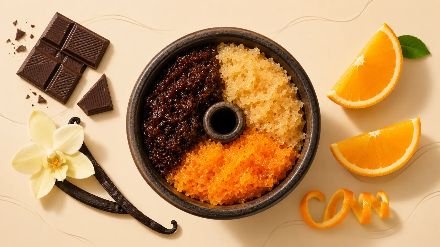 Dessert hookah mix with chocolate, vanilla and orange