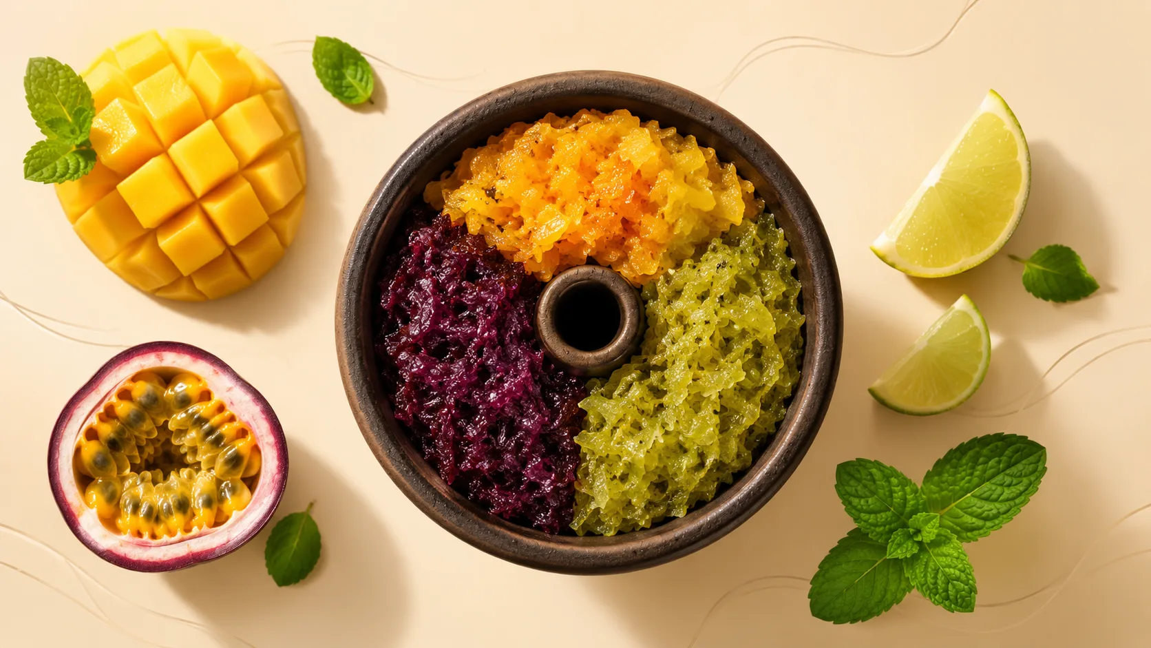 Tropical hookah flavor combination with mango, passion fruit and lime