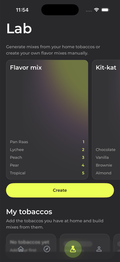 Real Mixly screen with a mix card
