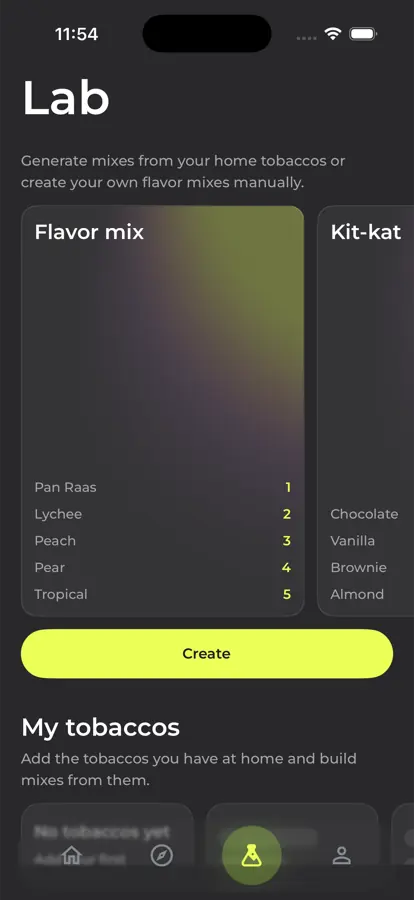 Real Mixly screen with a mix card